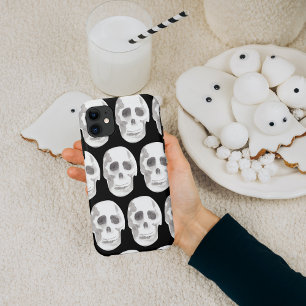 Funda Para iPhone 11 Calavera Espeluznante Halloween  Blanco & Negro 