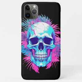 Funda Para iPhone 11 Pro Max Calavera Floral al Estilo Vaporwave
