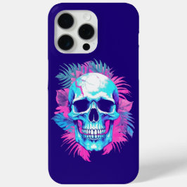 Funda Para iPhone 15 Pro Max Calavera Floral al Estilo Vaporwave