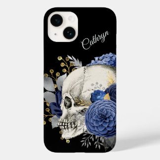Funda Para iPhone 14 De Case-Mate Calavera floral azul personalizada