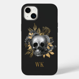 Funda Para iPhone 14 Plus De Case-Mate Calavera floral gótica vintage en negro y dorado