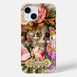 Funda Para iPhone 15 Calavera floral vintage
