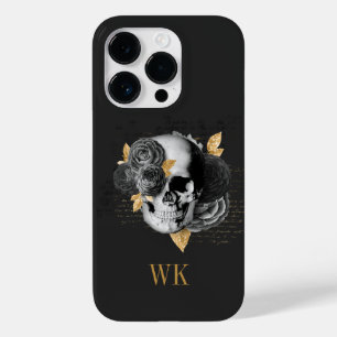 Funda Para iPhone 14 Pro De Case-Mate Calavera floral vintage gótica negra y dorada