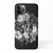 Calavera floral vintage Personalizable blanco y ne