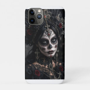 Funda Para iPhone 11 Pro Calavera Gótica Carmesí - Rosa Negra