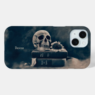 Funda Para iPhone 15 Calavera gótica vintage libros antiguos academia o