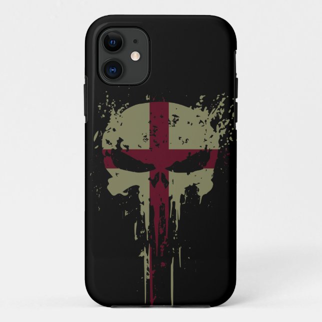 Funda De Case-Mate Para iPhone Calavera grunge de Inglaterra roja (Reverso)