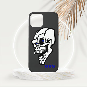 Funda Para iPhone 15 Calavera Malvada Blanca con Ojos Azules
