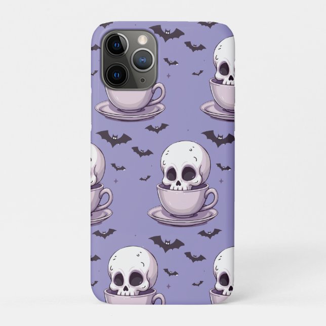 Funda De Case-Mate Para iPhone Calavera Pastel Goth en Taza de Té (Reverso)