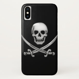 Funda Para iPhone X Calavera pirata y cruces de espadas vidriosas