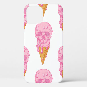 Funda Para iPhone 12 Calavera rosa - helado. Retroceso de patrón sin fo