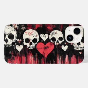 Funda Para iPhone 14 De Case-Mate Calavera y corazones grunge - negrita Arte rojo y