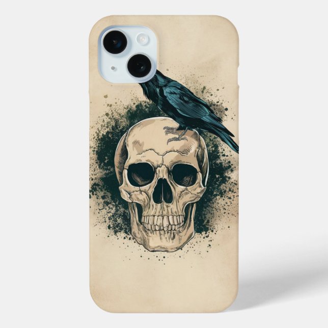 Funda De Case-Mate Para iPhone Calavera y Cuervo (Reverso )