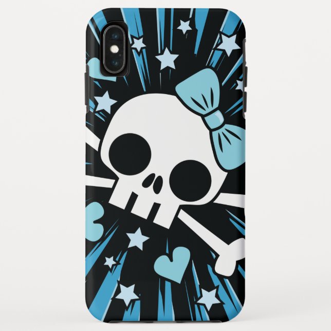 Funda De Case-Mate Para iPhone Calavera y huesos cruzados - Azul (Reverso)