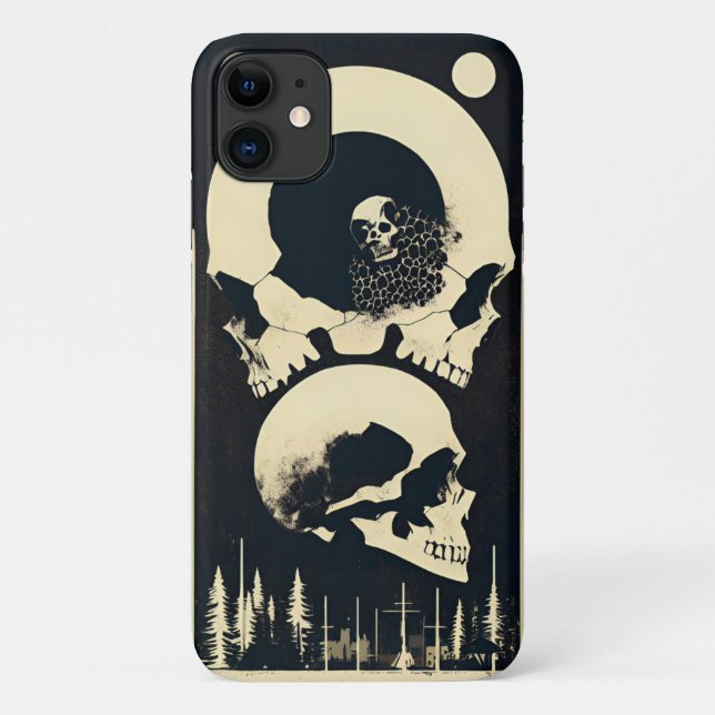 Funda De Case-Mate Para iPhone Calavera y huesos negros (Reverso)