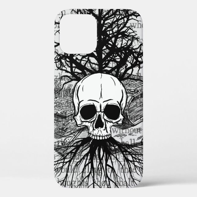 Funda De Case-Mate Para iPhone Calavera y libros (Reverso )