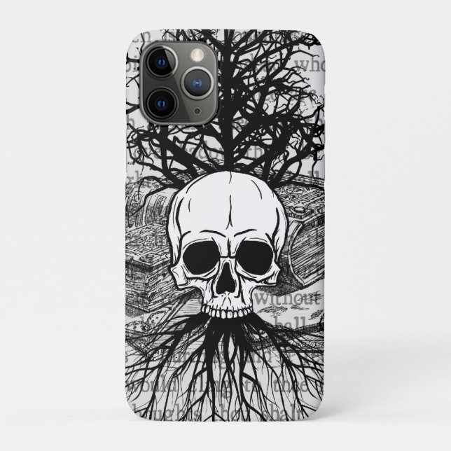 Funda De Case-Mate Para iPhone Calavera y libros (Reverso)
