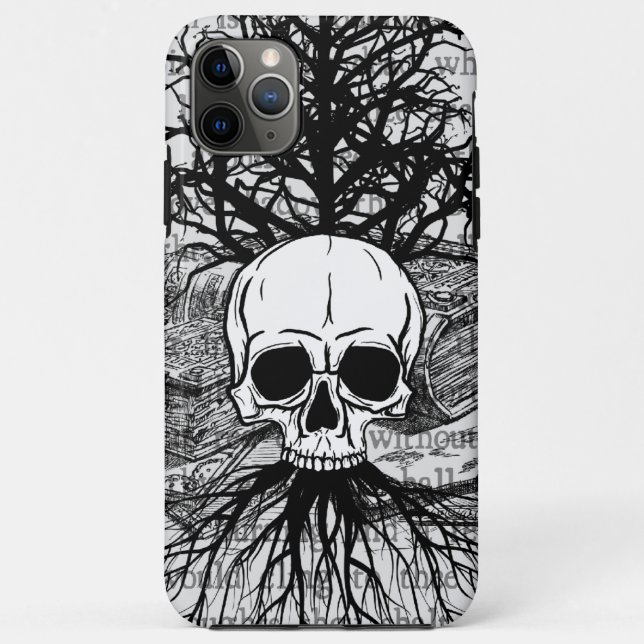 Funda De Case-Mate Para iPhone Calavera y libros (Reverso)