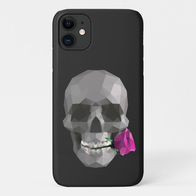 Funda De Case-Mate Para iPhone Calavera y rosa (Reverso)