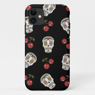 Funda Para iPhone 11 Calaveras de Azúcar Rockabilly RAB Cerezas Sobre N