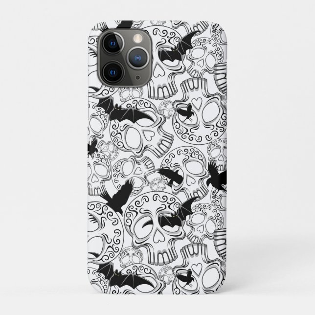 Funda De Case-Mate Para iPhone Calaveras decorativas de Halloween (Reverso)