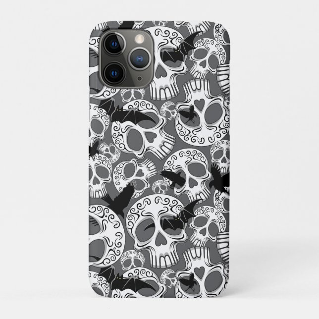 Funda De Case-Mate Para iPhone Calaveras decorativas de Halloween (Reverso)