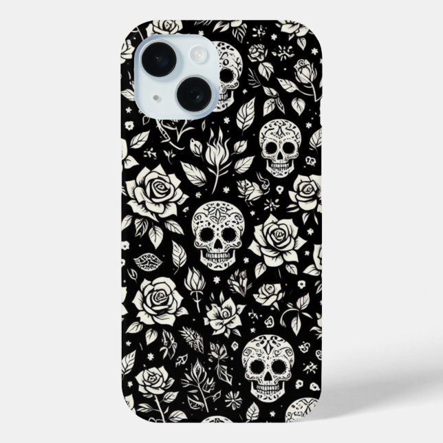 Funda De Case-Mate Para iPhone Calaveras florales (Reverso )