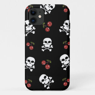 Funda Para iPhone 11 Calaveras y Cerezas RAB Rockabilly en Negro