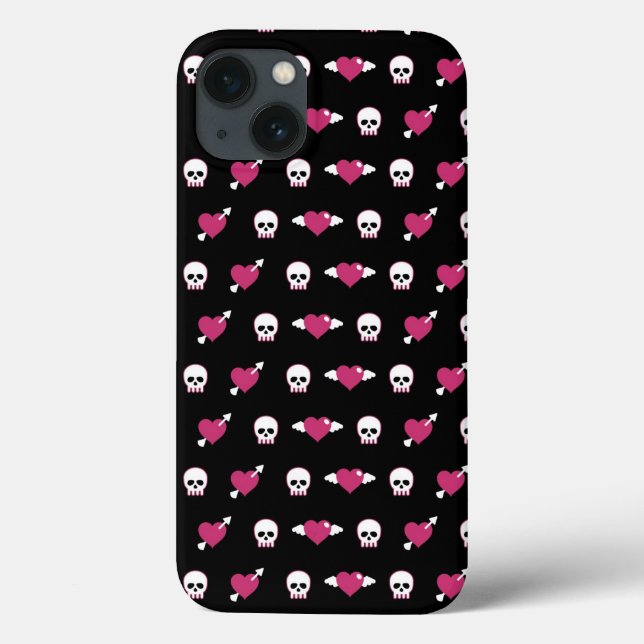 Funda De Case-Mate Para iPhone Calaveras y corazones (Reverso)