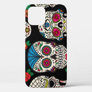 Funda Para iPhone 12 Calaveras y Rosas mexicanos: Diseño de época