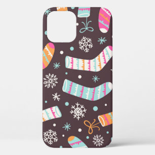 Funda Para iPhone 12 Calcetines de navidad y copos de nieve: patrón vin
