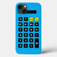 Calculadora azul con teclado numérico