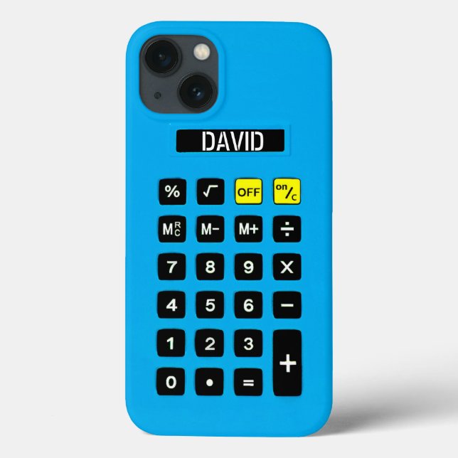 Funda De Case-Mate Para iPhone Calculadora azul con teclado numérico (Reverso)