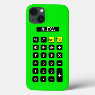 Funda Para iPhone 13 Calculadora verde neón con teclado numérico