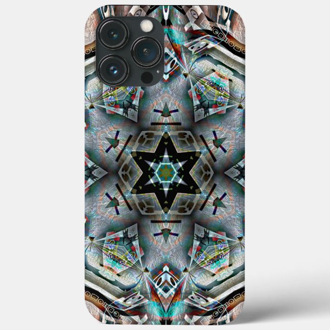 Funda De Case-Mate Para iPhone Caleidoscopio de estrella y hexágono con textura l (Reverso )