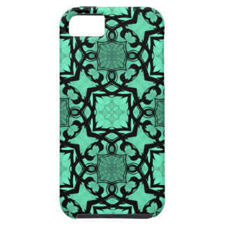 Funda Para iPhone SE/5/5s Caleidoscopio geométrico verde y negro de la mader