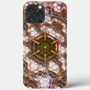 Funda Para iPhone 13 Pro Max Caleidoscopio marrón de hexágonos superpuestos