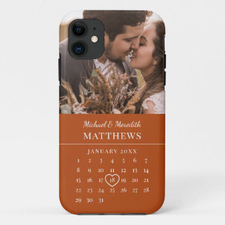 Funda Para iPhone 11 Calendario de Aniversario de la Boda de Otoño Nara