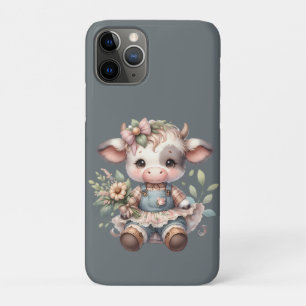 Funda Para iPhone 11 Pro Calf Kawaii de grano con traje floral vintage