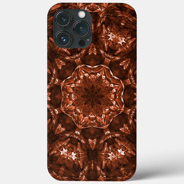 Funda De Case-Mate Para iPhone Cálido circular caleidoscopio de tierra marrón roj (Reverso )