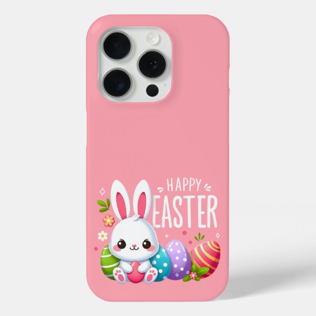 Funda De Case-Mate Para iPhone Cálido, rosa, conejito de Pascua (Reverso )