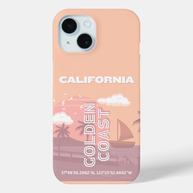 Funda De Case-Mate Para iPhone California, Arte de Viaje, Elegante, Pastel (Reverso )