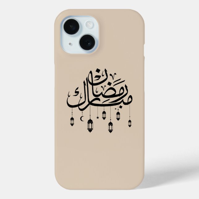 Funda De Case-Mate Para iPhone Caligrafía árabe de Ramadan Mubarak con linternas (Reverso )