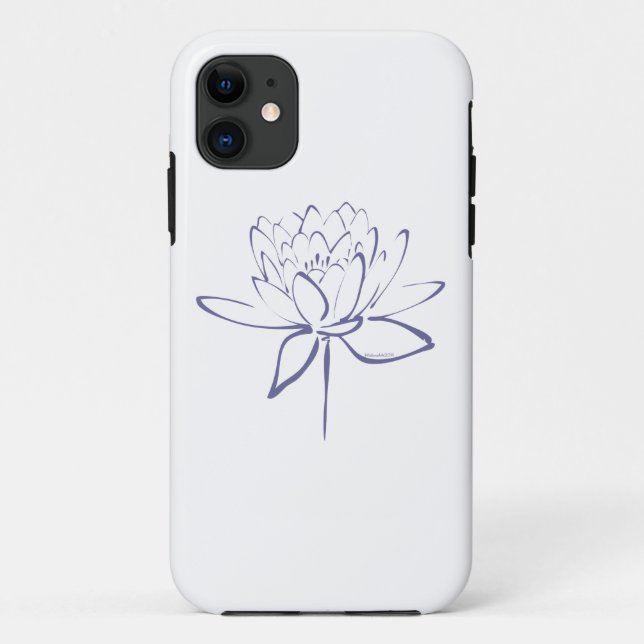 Funda De Case-Mate Para iPhone Caligrafía de Loto (Azul) (Reverso)