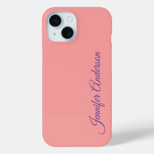 Funda Para iPhone 15 Caligrafía Elegante Pastel Rojo Nombre Personaliza