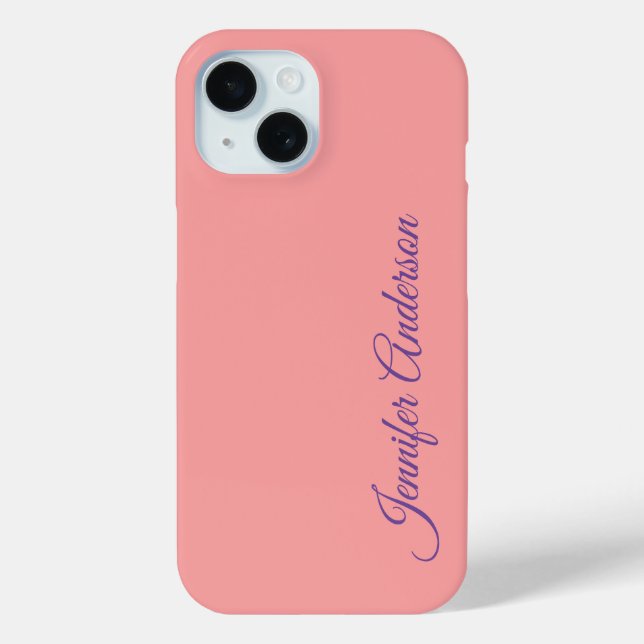 Funda De Case-Mate Para iPhone Caligrafía Elegante Pastel Rojo Nombre Personaliza (Reverso )