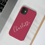 Funda Para iPhone 14 De Case-Mate Caligrafía minimalista Nombre personalizado magent<br><div class="desc">Caligrafía minimalista Nombre personalizado Magenta estuche para teléfono rojo</div>