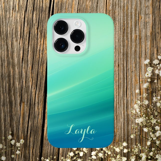 Funda De Case-Mate Para iPhone Caligrafía moderna de guiones de degradado verde y (Subido por el creador)