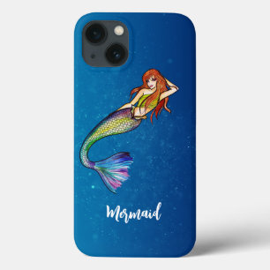 Funda Para iPhone 13 Caligrafía moderna Sirenita arcoiris Ginger Hair