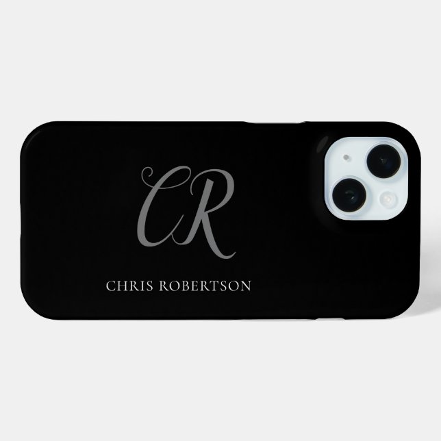 Funda De Case-Mate Para iPhone Caligrafía Monograma Nombre Personalizado blanco n (Reverso (Horizontal) )